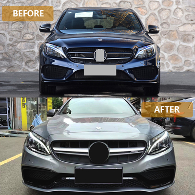 メルセデス・ベンツCクラスW205 2015-2018向け C63 AMGスタイルのカスタマイズされたフロントバンパーグリル